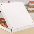 Pizza Boxes | Karat FP-PBF16W 16 in. x 16 in. x 1.97 in. Corrugated Paper Boxes - White/Brown (50/Bundle) image number 2