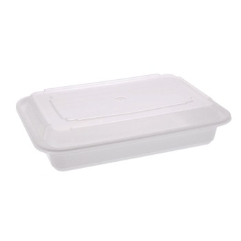 Pactiv Corp. NC868 Newspring VERSAtainer 8.8 in. x 6 in. x 2 in. Base/Lid Combo Microwavable Containers - White/Clear (150/Carton)