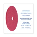 Floor Pads-Stripping | Boardwalk BWK4020RED 20 in. Diameter Buffing Floor Pads - Red (5/Carton) image number 4