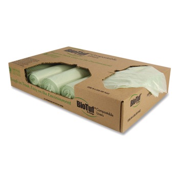 Heritage Y7658TE R01 38 in. x 58 in. 0.9 mil 60 gal. Biotuf Compostable Can Liners - Green (100/Carton)