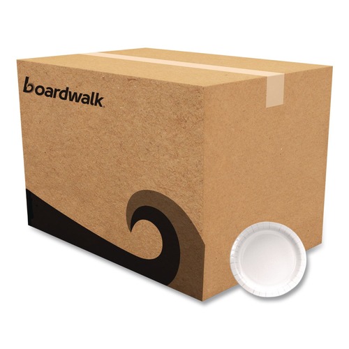 Plates | Boardwalk CP9B1008125A 9 in. Diameter Paper Dinnerware Plate - White (1000/Carton) image number 0