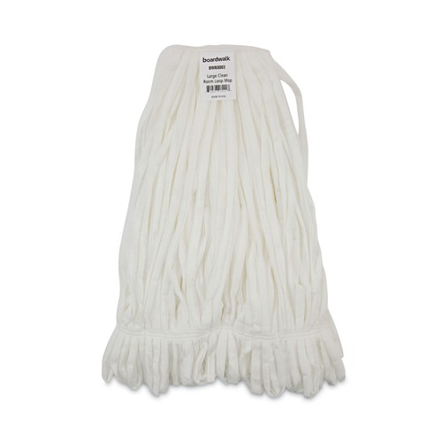Mop Heads | Boardwalk BWK8003 Enviro Clean Looped Mop Head With Tailband - Large, White (12/Carton) image number 0
