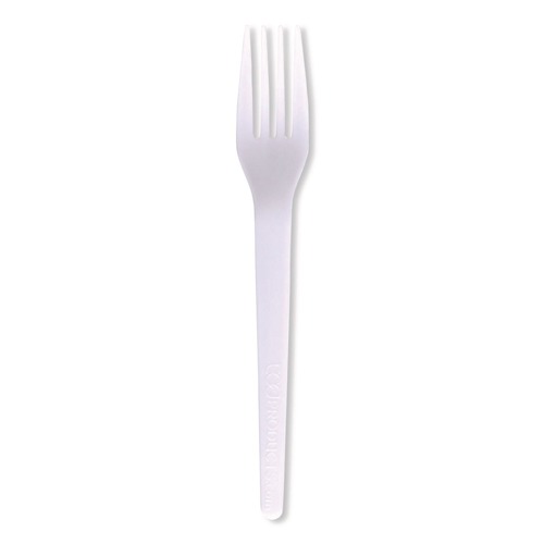Disposable Forks | Eco-Products EP-S017 Plantware CPLA Cutlery Fork - White (1000/Carton) image number 0