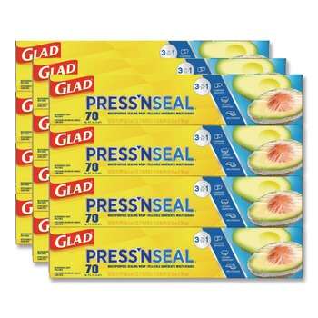 Glad 70441 70 sq. ft. Foot Roll Press'n Seal Food Plastic Wrap (12/Carton)