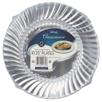 WNA RSCW101212 10.25 in. Diameter Classicware Plastic Dinnerware Plates - Clear (12/Pack)