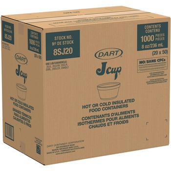 Dart 8SJ12 8 oz. Squat Food Foam Containers - White (1000/Carton)