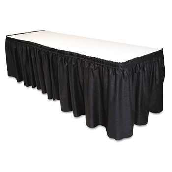 Tablemate LS2914-BK 29 in. x 14 ft. Polyester Table Set Linen-Like Table Skirting - Black