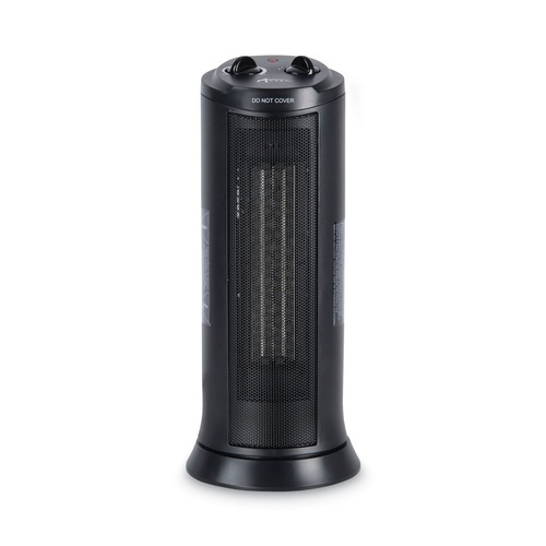 Facility Heaters | Alera ALEHECT17 7.37 in. x 7.37 in. x 17.37 in. 1,500 Watts Mini Tower Ceramic Heater - Black image number 0