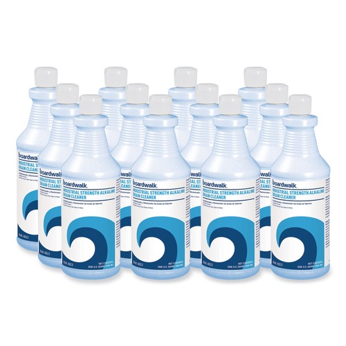 Drain Cleaners | Boardwalk 608000-12ESSN 32 oz. Bottle Industrial Strength Alkaline Drain Cleaner and Clog Remover (12/Carton) image number 0