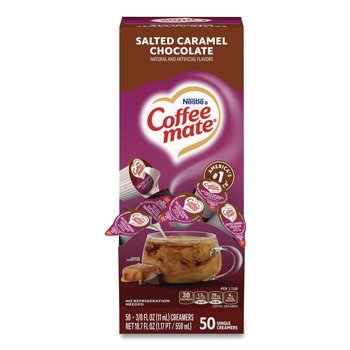 Coffee-Mate 12314294 0.38 oz Mini Cups Liquid Coffee Creamer - Salted Caramel Chocolate (50/Box)