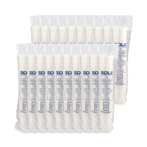 Cups | SOLO 370W-2050 10 oz. Single-Sided Poly Paper Hot Cups - White (1000/Carton) image number 0