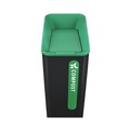 Indoor Waste Receptacles | Rubbermaid Commercial 2078991 Sustain 15 gal Metal/Plastic Decorative Refuse with Recycling Lid - Black/Green image number 2