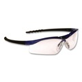 Eye Protection | MCR Safety DL310AF Dallas Wraparound Safety Glasses - Metallic Blue Frame/Clear Anti-Fog Lens image number 0