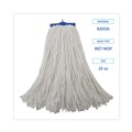 Mop Heads | Boardwalk BWK720R 20 oz. Economical Lie-Flat Rayon Fiber Mop Head - White (12/Carton) image number 4