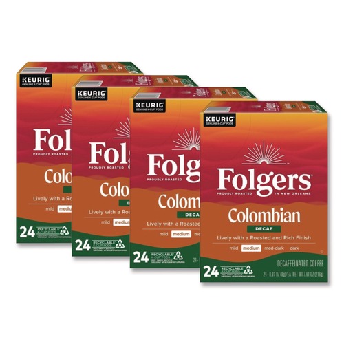 Coffee - Caffeinated | Folgers 5000363988 Coffee K-Cups - Colombian Decaf (96/Carton) image number 0