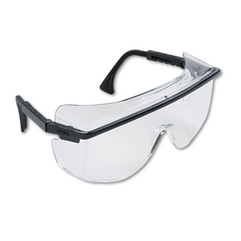 Honeywell Uvex S2500 Astro OTG 3001 Wraparound Safety Glasses - Black Plastic Frame, Clear Lens