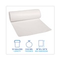 Low-Density Trash Bags | Boardwalk H7658MWKR01 55 Gallon 0.63 mil 38 in. x 58 in. Repro Low-Density Can Liners - White (10 Rolls/Carton,10 Bags/Roll) image number 4
