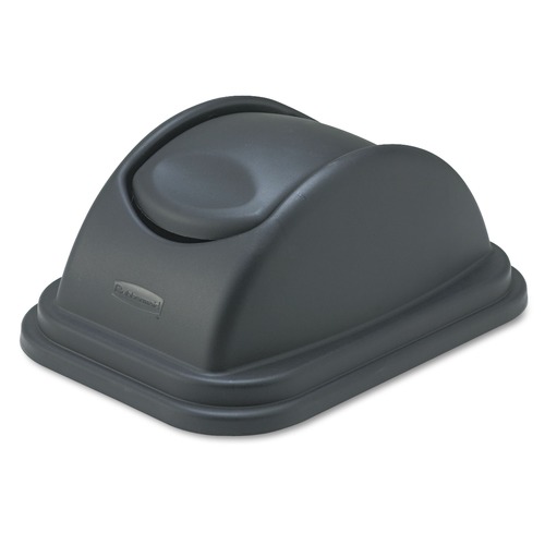 Waste Receptacle Lids | Rubbermaid Commercial FG306700BLA Rectangular Free-Swinging Plastic Lids - Black image number 0