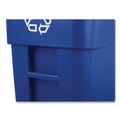 Outdoor Waste Receptacles | Rubbermaid Commercial FG9W2773BLUE Brute 50-Gallon Square Recycling Rollout Container - Blue image number 5