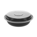 Food Storage Containers & Lids | Pactiv Corp. NV2GRN237B EarthChoice Versa2Go 6.8 in. x 6.8 in. x 1.8 in. 22 oz. Plastic Microwaveable Container - Black/Clear (150/Carton) image number 0