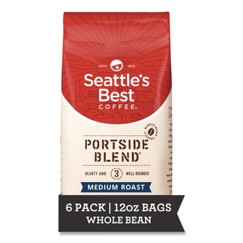  | Seattle's Best 12407831 12 oz Bag Medium Roast Whole Bean Coffee - Port Side Blend (6/Carton)