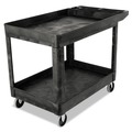 Carts | Rubbermaid Commercial FG452089BLA 25.78 in. x 45.25 in. x 33.25 in. 500 lbs. Capacity 2 Shelves Plastic Heavy-Duty Utility Cart with Lipped Shelves - Black image number 0