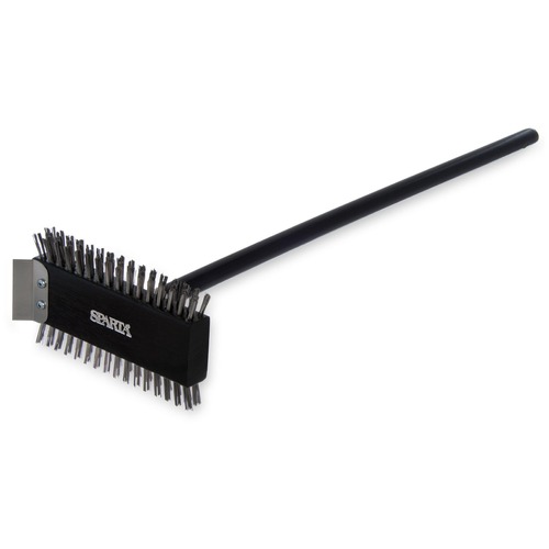 Brushes | Carlisle 4029000 Sparta Broiler Master Grill Brush and Scraper with 30.5 in. Black Wood Handle image number 0