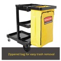 Perforated Roll & Hand Towels | Rubbermaid Commercial FG617388BLA 20 in. x 45 in. x 38.25 in. 4 Shelves 1 Bin Plastic Multi-Shelf Cleaning Cart - Black image number 4