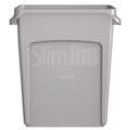 Indoor Waste Receptacles | Rubbermaid Commercial 1971258 15.875 Gallon Rectangular Plastic Slim Jim Waste Container with handles - Light Gray image number 2