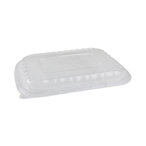Food Containers & Lids | Pactiv Corp. YCNV12X9PPDL 11.75 in. x 8.75 in. x 0.98 in. EarthChoice Entree2Go Takeout Container Vented Lid - Plastic, Clear (200/Carton) image number 0