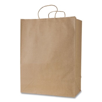 PRODUCTS | Inteplast Group KRFTW13717 Get Reddi 13 in. x 7 in. x 17 in. No. 65 Basis Weight Twisted Rope Handles Mercado Size Paper Bags - Brown (250/Carton)