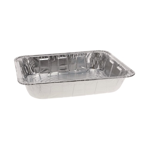 Steam Table Parts | Pactiv Corp. Y6132H 11.8 in.x 9.4 in. 2.6 in. Half-Size Deep Aluminum Steam Table Pan (100/Carton) image number 0