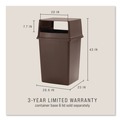 Waste Receptacle Lids | Rubbermaid Commercial FG256V00BRN 23 in. x 26.63 in. x 13 in. Hooded Top Glutton Receptacle without Door - Brown image number 6