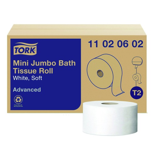 Toilet Tissues | Tork 11020602 3.48 in. x 751 ft. Septic Safe, 2-Ply Advanced Jumbo Bath Tissue - White (12 Rolls/Carton) image number 0