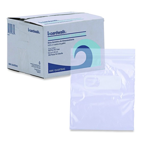 Resealable Bags | Boardwalk BWKQUARTBAG 7 in. x 8 in. Quart Reclosable Food Storage Bags - Clear (500/Box) image number 0