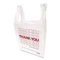 T-Sacks & Thank You Bags | Inteplast Group THW2VAL 12 in. x 7 in. x 23 in. HDPE T-Shirt Bags - White/Red (500/Carton) image number 2