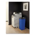 Indoor Waste Receptacles | Rubbermaid Commercial FG356973BLUE 23 Gallon Plastic Recycled Untouchable Square Recycling Container - Blue image number 3