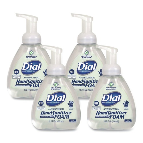 Hand Sanitizers | Dial Professional 1700006040 15.2 oz. Pump Bottle Antibacterial Foam Hand Sanitizer - Fragrance-Free (4/Carton) image number 0