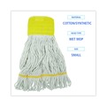 Mop Heads | Boardwalk BWK501WH 5 in. Headband Cotton/Synthetic Super Loop Wet Mop Head - Small, White (12/Carton) image number 8