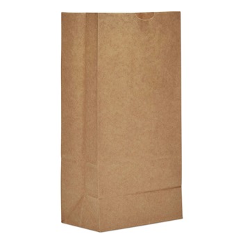 Ross & Wallace Paper Products 100308 6 in. x 3.88 in. x 12.5 in. #8 Size Grocery Paper Bags - Kraft (2000/Bundle)