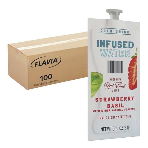 Bottled Water | FLAVIA 48053 Infused Water Freshpack - Strawberry Basil (100/Carton) image number 0