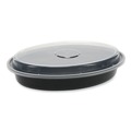Food Containers & Lids | Pactiv Corp. OC24B Newspring VERSAtainer 9.1 x 6.7 x 1.45 24 oz Plastic Oval Microwavable Containers - Black/Clear (150/Carton) image number 0