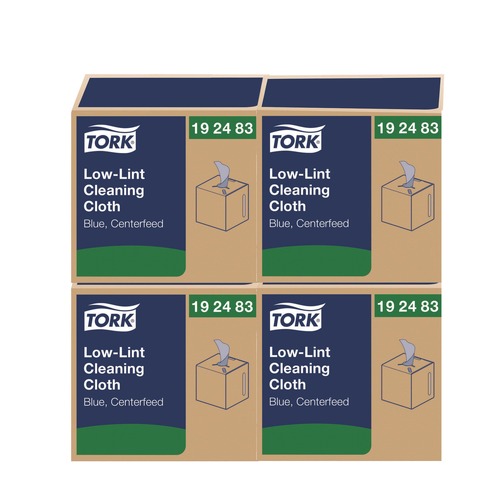 Cleaning Cloths & Wipes | Tork 192483 15 in. x 15 in. 1-Ply Low-Lint Cleaning Cloth - Blue (4 Boxes/Carton) image number 0