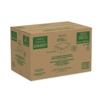 Dart CH64DEF ClearPac SafeSeal 8.1 in. x 7.8 in. x 3.3 in. Tamper-Resistant/Evident Containers - Clear (200/Carton)
