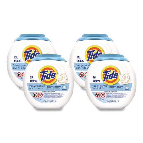 Laundry Detergents | Tide 80870579 PODS 63 oz. Tub HE Compatible Laundry Detergent - Free and Gentle (4/Carton) image number 0