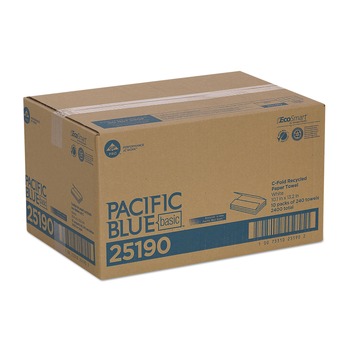 PERFORATED ROLL AND HAND TOWELS | Georgia Pacific Professional 25190 10.1 in. x 12.7 in. 1-Ply Pacific Blue Basic C-Fold Paper Towel - White (2400/Carton)