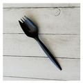 Disposable Sporks | Boardwalk BWKSPORKBLPP Mediumweight Polypropylene Plastic Spork Cutlery - Black (1000/Carton) image number 3