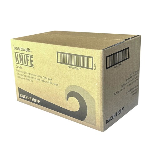 Disposable Knives | Boardwalk BWKKNIFEBLPP Mediumweight Polypropylene Plastic Knife Cutlery - Black (1000/Carton) image number 0