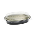 Food Containers & Lids | Pactiv Corp. Y6707WPSFG 6.88 in. x 4.56 in. x 3 in. 16 oz. Classic Carry-Out Aluminum Containers - Black/Gold (100/Carton) image number 1