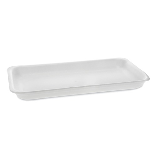 Food Containers & Lids | Pactiv Corp. 51P125PZ 15 in. x 8 in. x 1.25 in. #25PZ Foam Supermarket Tray - White (200/Carton) image number 0